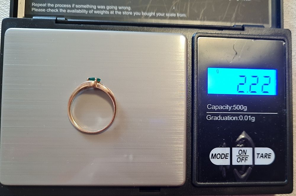 Inel din aur 583/14k cu smarald natural şi diamante