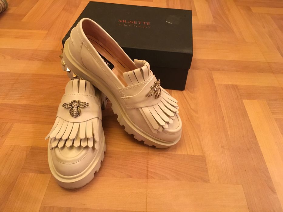 Mocasini pantofi dama, firma Musette Bee, din piele, ivoire alb-crem, mărimea 38