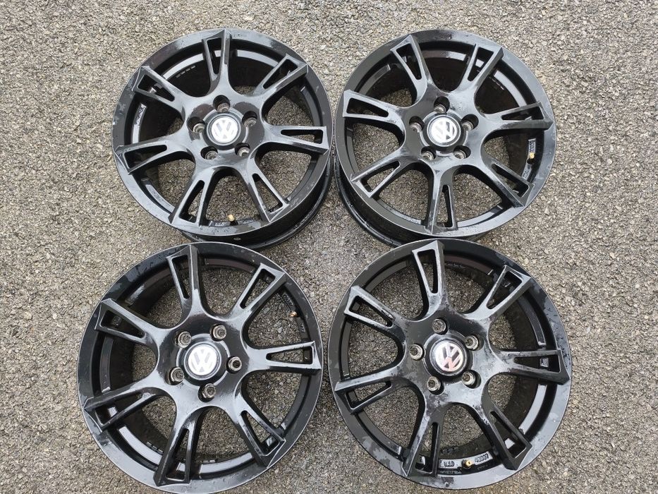 Seat/VW; 16 цола 5x112; 4 бр. Оригинални лети джанти -  черен цвят