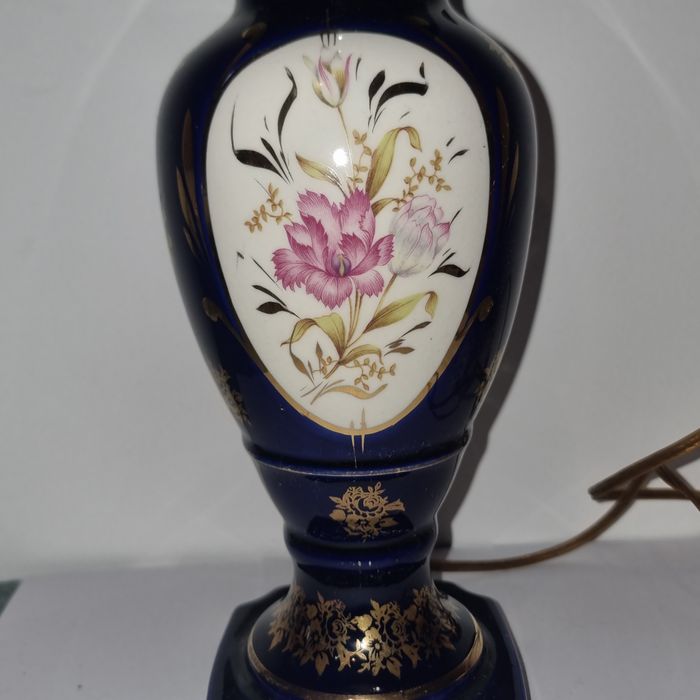 Veioza vintage porțelan cobalt pictată manual