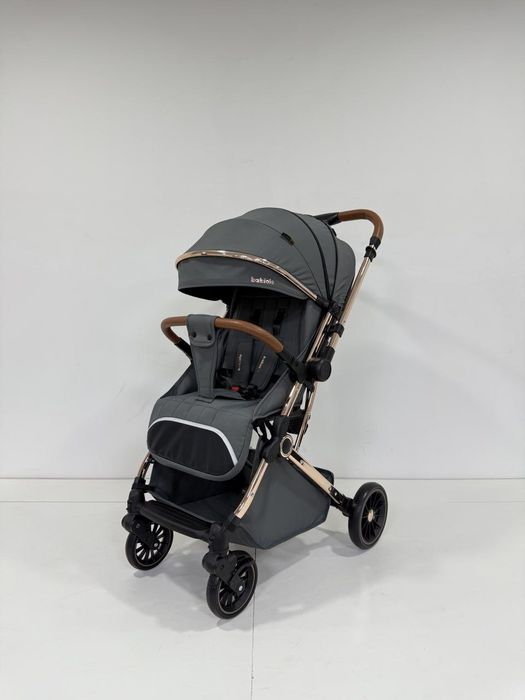 Коляска детская премиум с люлькой, коричневая