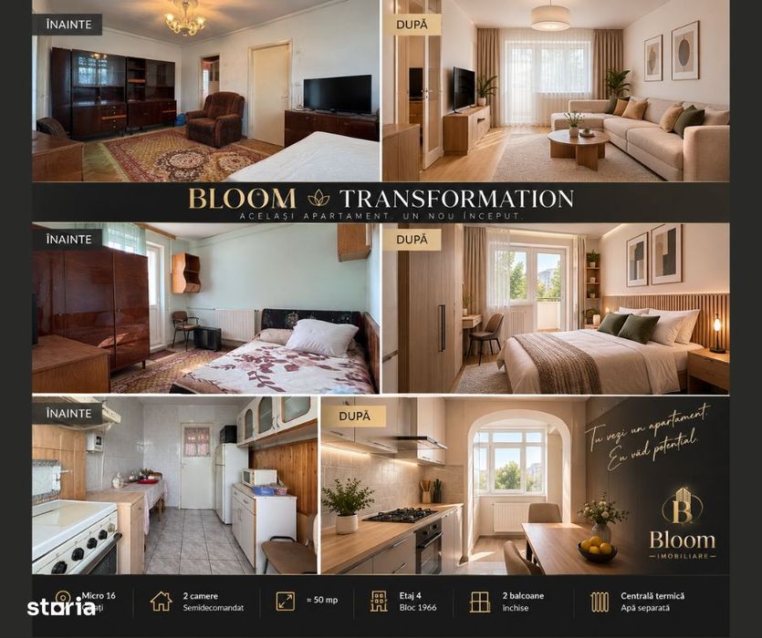 2 camere | ~50 mp | 2 balcoane | Centrală | Micro 16 – 53.000 €
