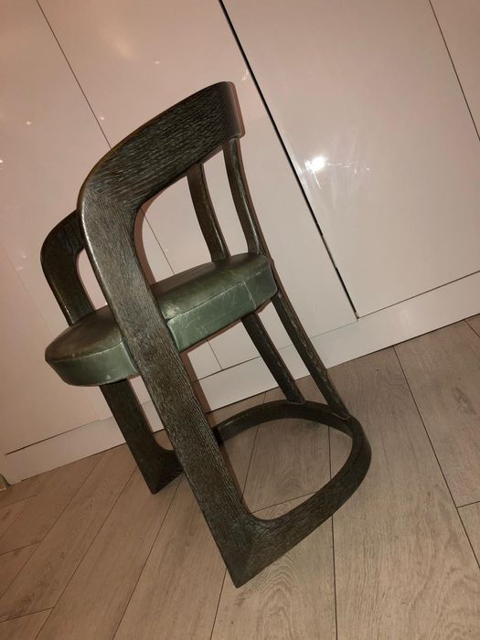 Mid century 4 scaun birou dining piele lemn