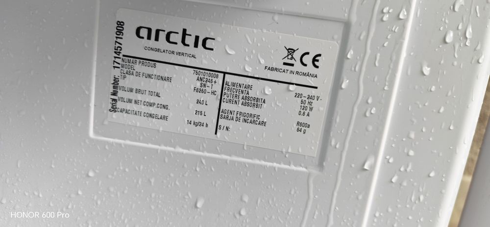 Congelator vertical Arctic ANC246+ (215 L net) – Stare perfectă de funcționare