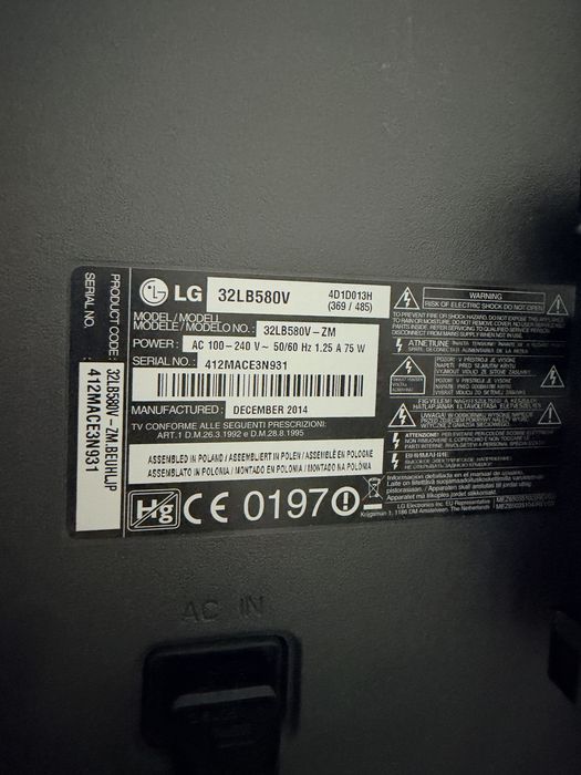 LG 32" Smart TV 32LB580V (Full HD, Wi-Fi)