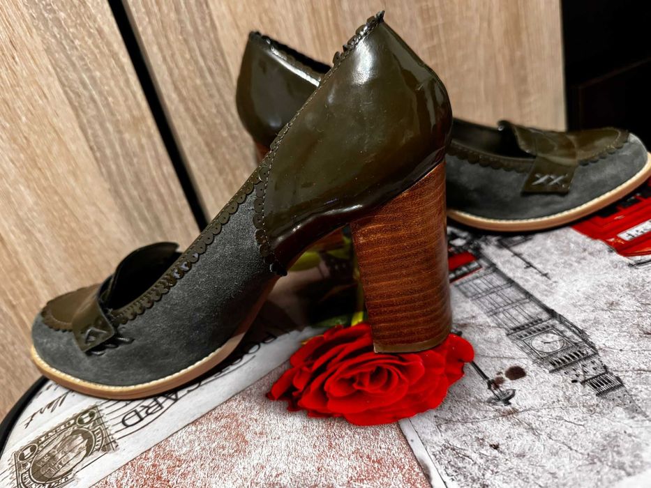 Pantofi eleganti din piele întoarsă