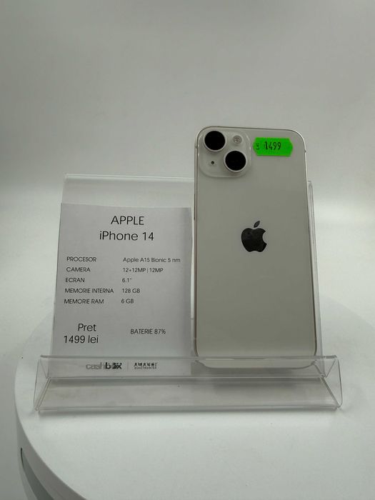 Apple iPhone 14 128 GB 87% baterie Garantie 24 luni CashBox