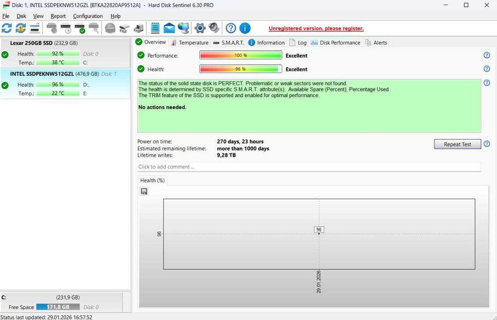 Быстрый SSD диск Intel NVMe M.2 512GB