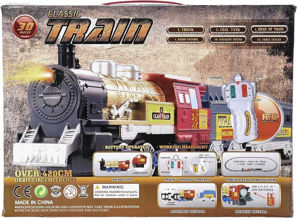 Влак с дистанционно управление и Светлина 420см релси, детско влакче