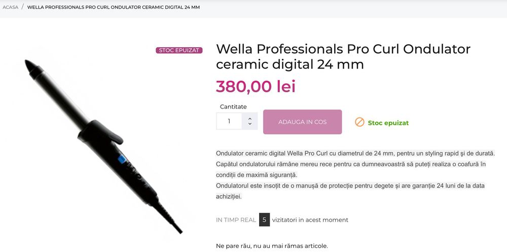 Ondulator ceramic digital Wella Pro Curl cu diametrul de 24 mm
