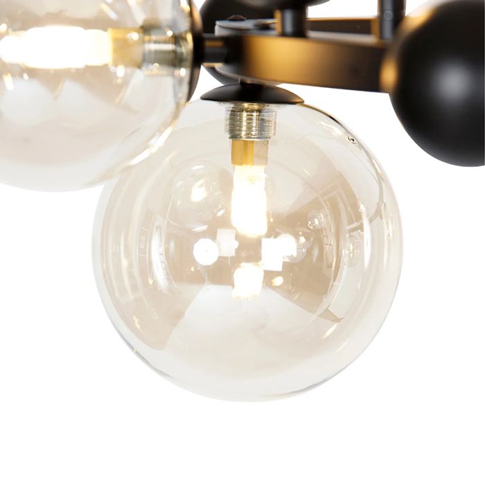 Дизайнерска лампа със стъклени кехлибарени балони