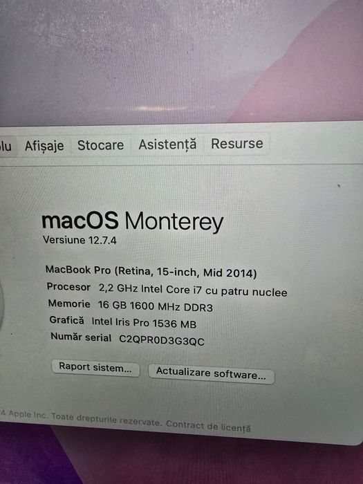 Mackbook Pro A1398 I7