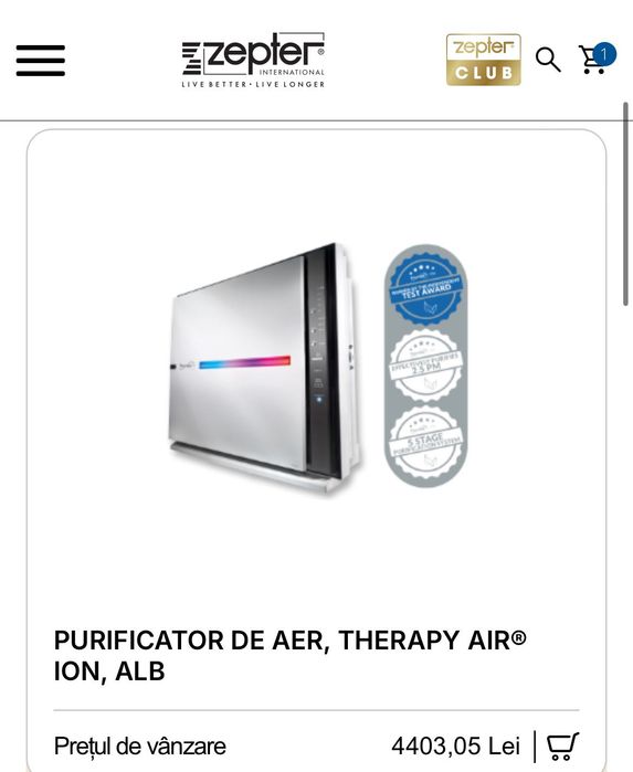 Purificator de aer THERAPY AIR® ION, ALB