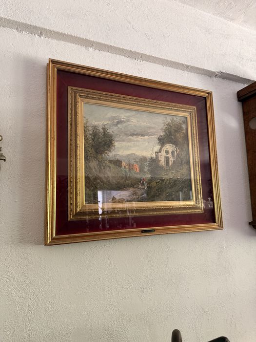 Tablou Vintage Pictura Ulei pe Panza Semnat Rustic
