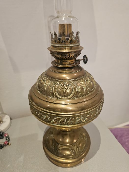 Антикварна месингова газена лампа – 55 см