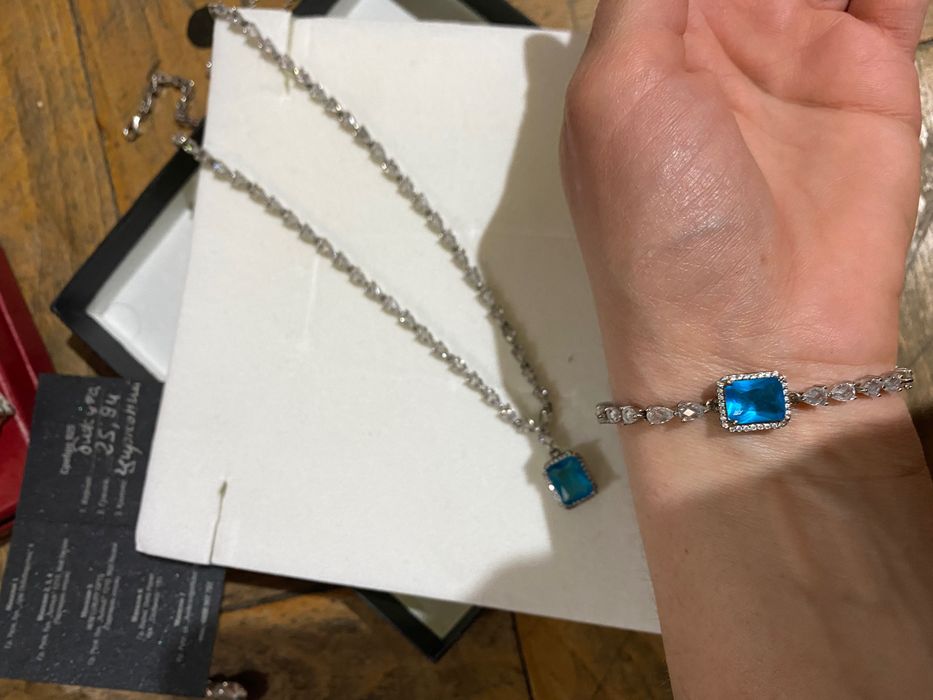 Aзарини комплект  Сребърно  колие и гривна