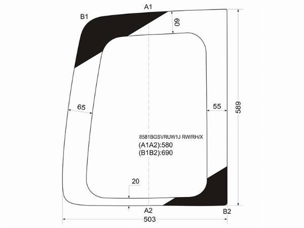 Стекло заднее (распашной двери) правое  Volkswagen Caddy
