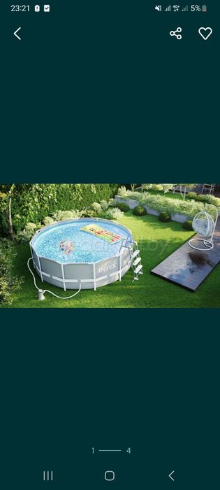 Intex 3.66x1.22 Каркасный бассейн + фильтр-насоса лестница