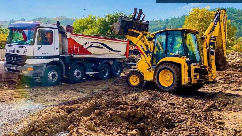 Услуги с мини багери комбиниран и самосвал 
мини багери комбиниран баг