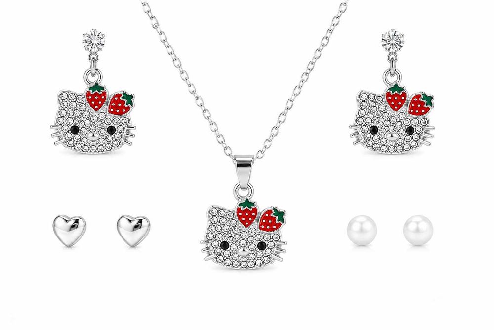 Комплект колие и обеци Hello Kitty в подаръчна кутийка