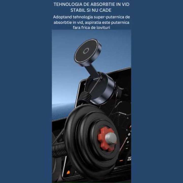 Suport Telefon Magnetic, Fixare Ultra-Stabila prin Vacuum, Rotire 360°