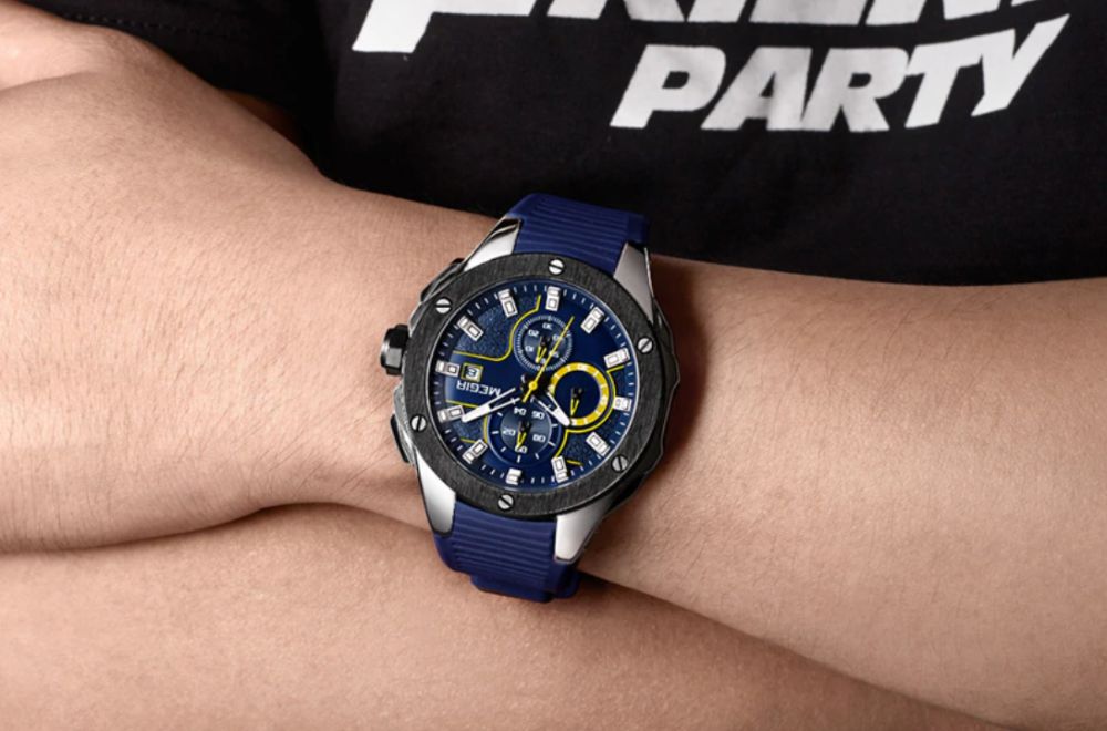 Ceas bărbați MEGIR Sport ceas cronograf curea de silicon calitate