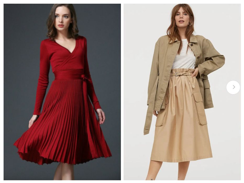 Рокля плетиво - бордо, С/М размер и бежова пола H&M, M размер