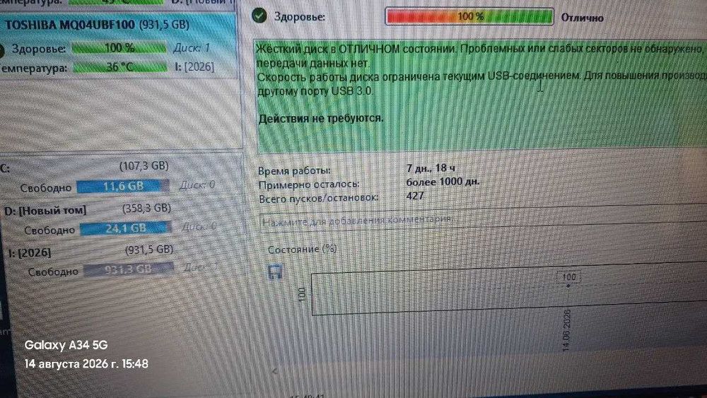 Продается Toshiba canvio basics 1tb hdd