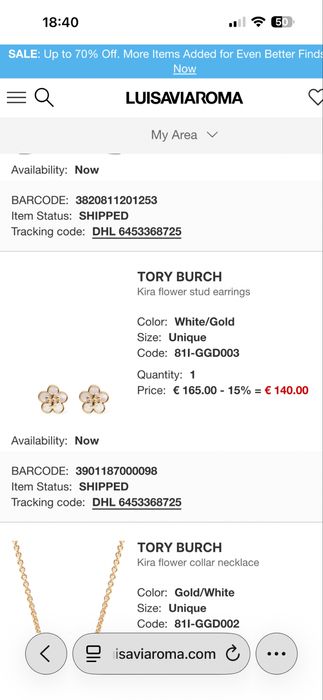 Оригинален комплект Tory Burch  бижута