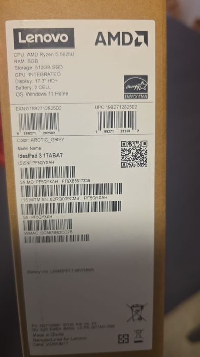 Laptop Lenovo IdeaPad 3 17ABA7, 17.3 inch, 8 GB Ram, SSD 512, NOU