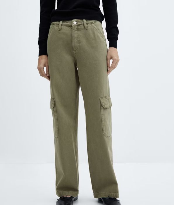 Blugi wide leg cargo Mango