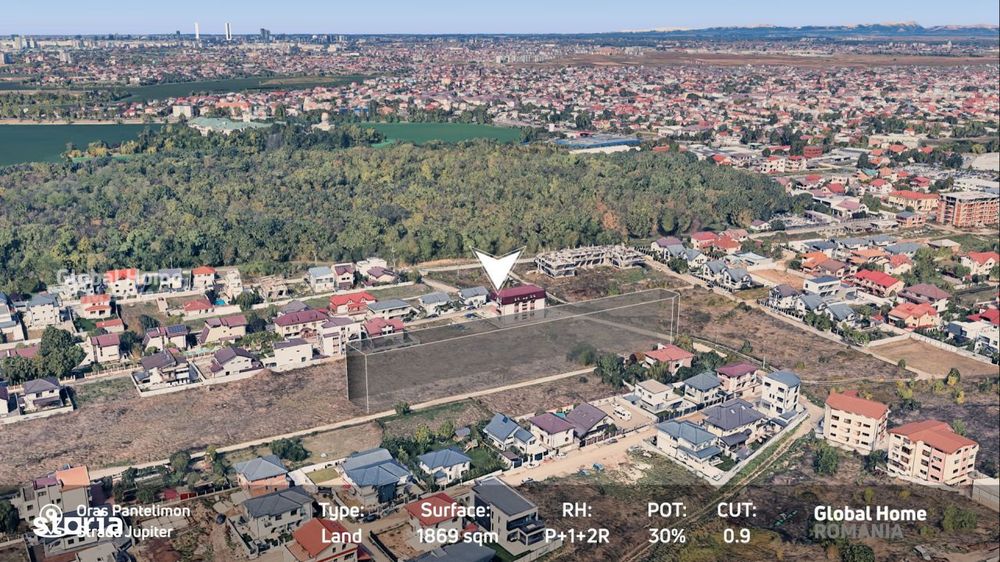 Teren Dezvoltare | 1.869 mp | PUD Aprobat | Str. Jupiter - Pantelimon