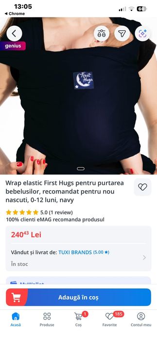 Vând Wrap (marsupiu)  elastic First hugs