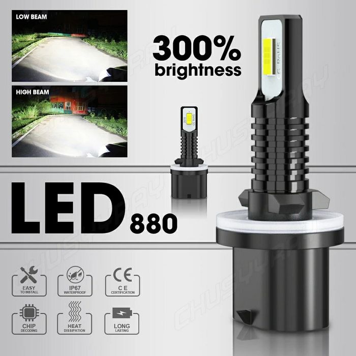 Set Două Becuri Led H27-880-881 Lumină Alb-Rece/Can-bus