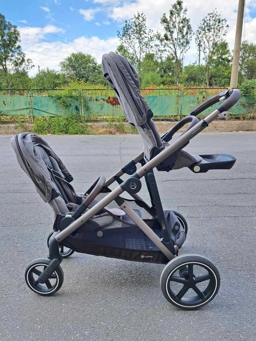 Cybex Бебешка количка Gazelle S Stone Grey близнаци + 2бр летни коша