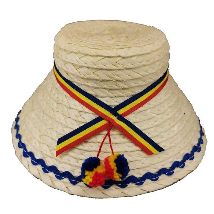 Pălărie,clop mare din paie,albastru sau rosu,oșan(maramureșeană),nouă