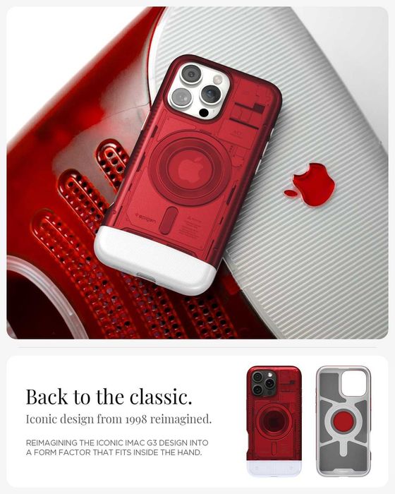 Калъф Spigen Classic C1 MagFit за iPhone 16 Pro, рубинено червен