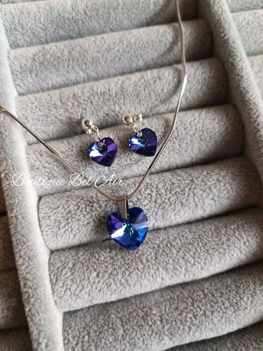 Комплект колие и обеци Swarovski, кристали Сваровски,  подарък за жена