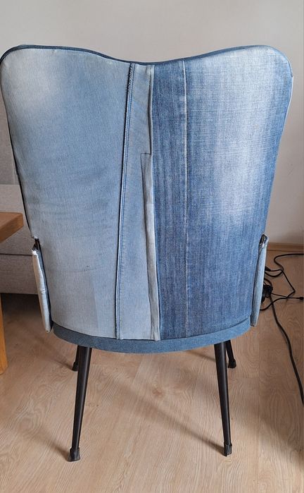 Vând scaun cu spătar înalt denim pânză