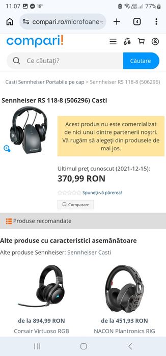 Casti audio wireless Sennheiser 118 HDR