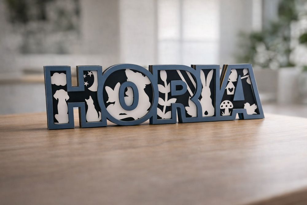 Nume din Lemn 3D Stratificat – Decor Personalizat Bebe/Copil
