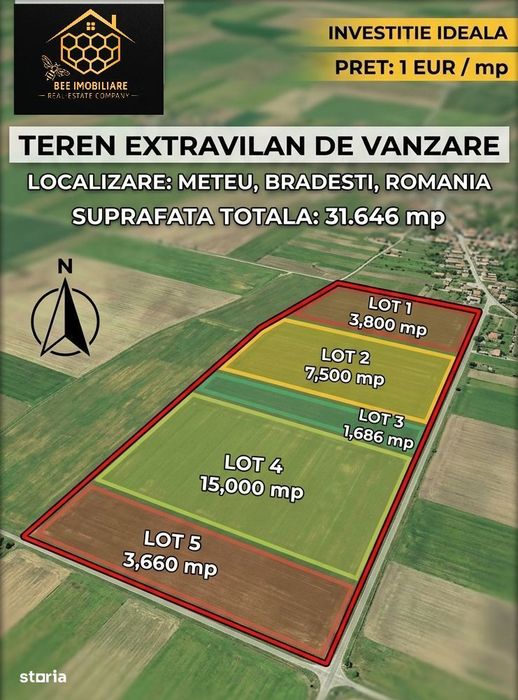 Terenuri extravilane de vanzare in Meteu – 5 loturi individuale