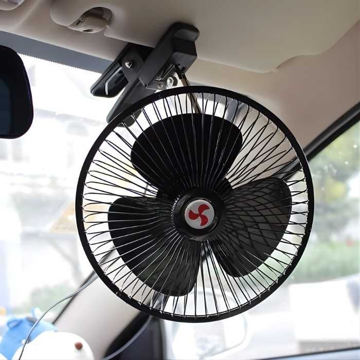 Вентилатор за автомобил Automat-12V, Черен, С щипка