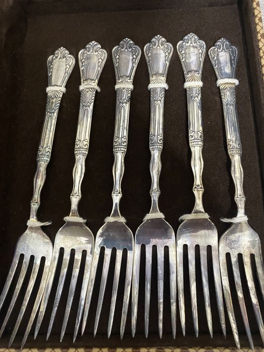 Посребрен стар руски комплект за хранене