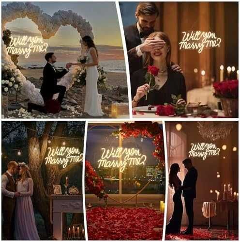 Нова Голяма LED неон табела Will You Marry Me за фотокът и предложение