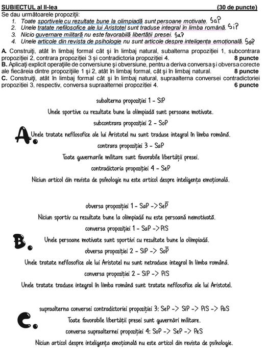 Subiecte rezolvate bac logică