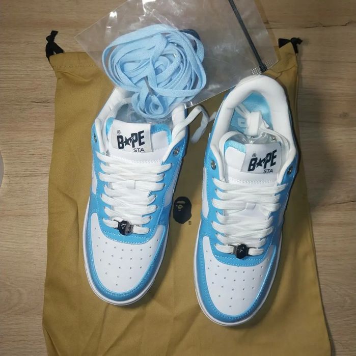 Bapesta Patent Leather Blue White