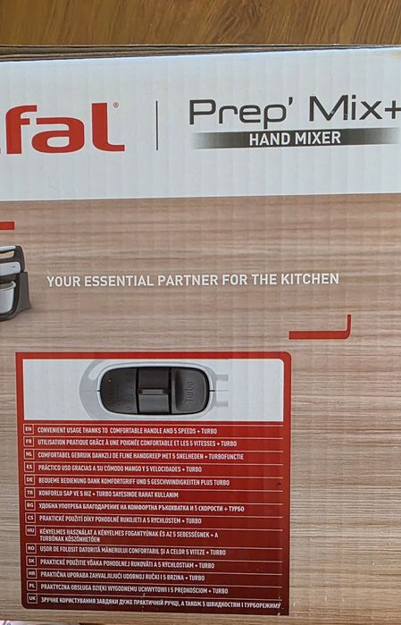 Mixer cu bol Tefal Prep'Mix+ HT464138, 500W, bol 2.5L auto-rotativ, 5 trepte viteza si functie turbo, 2 teluri inox, 2 carlige inox, alb