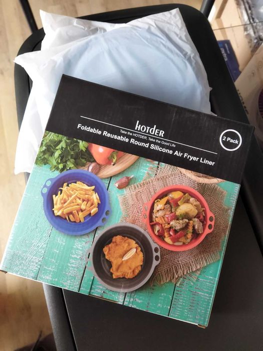 Сгъваема силиконова тава за фритюрник, комплект от 2 броя