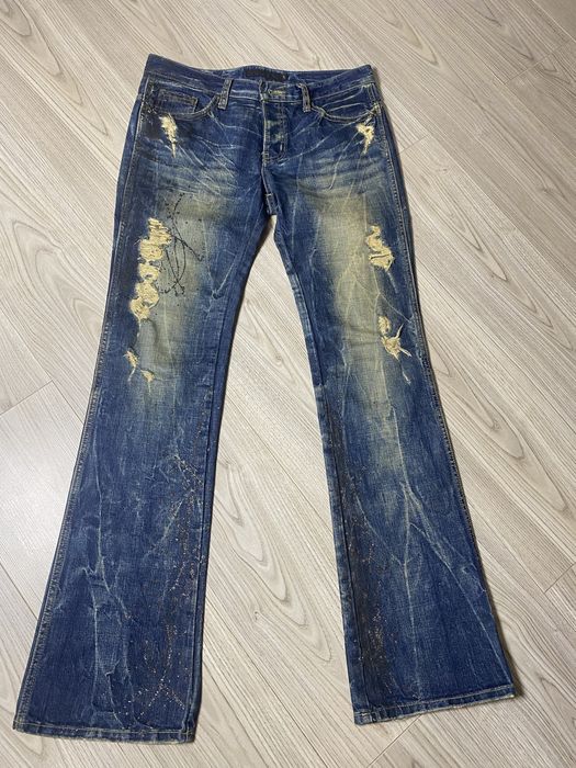 Gostar De Fuga flared distressed painted denim